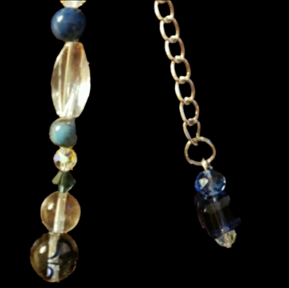 Blue & Crystal Hand Crafted Beaded Keychain - Picture 3 of 7